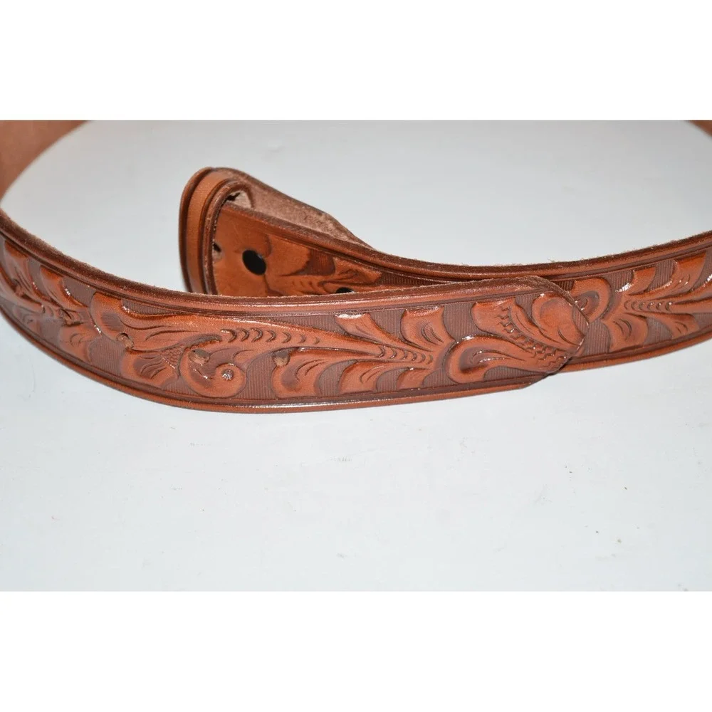 Vtg Camp Alexander‎ Tooled leather belt Scout  Boy Scouts BSA 30